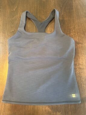 Sweaty Betty Grey & Black Racerback Athletic Tank Top shelf bra S Like New